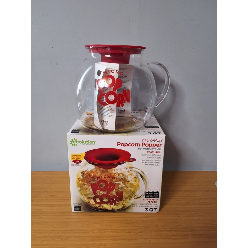 Ecolution 3 Qt. Glass Microwave Micro-Pop Popcorn Popper, Borosilicate Glass